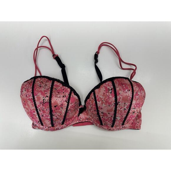 Apt. 9 Intimates Womens Bra Size 34B Pink Floral Black Padded Adjustable - Picture 1 of 10